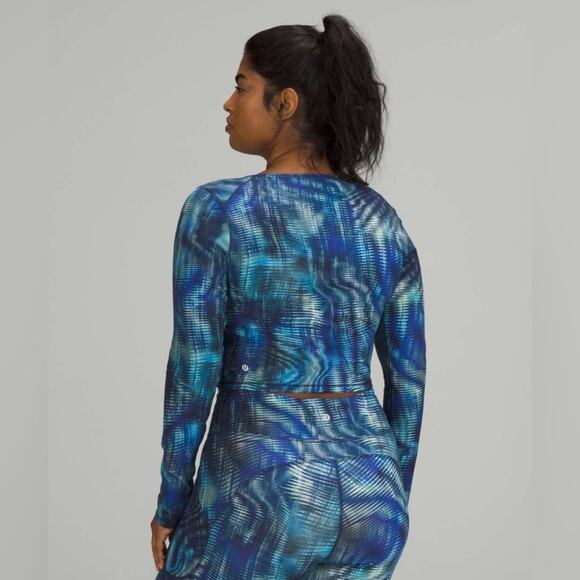 Lululemon Wunder Under Train Cropped Long Sleeve Shirt *Foil Size M - Picture 2 of 9